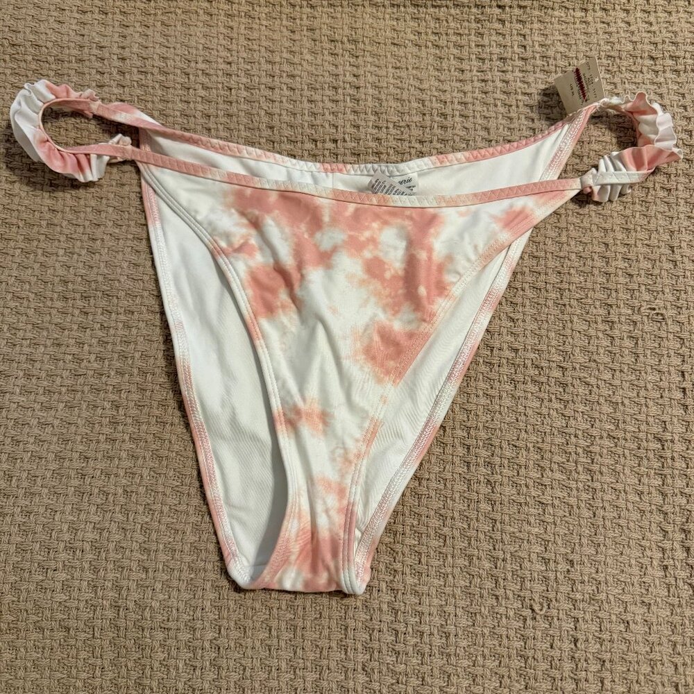 Aerie High Waisted Cheekiest Swim Bottoms in  Frilly Tie Dye Pattern NWT